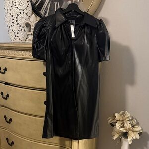 Alice and Olivia Black Faux Leather Dress